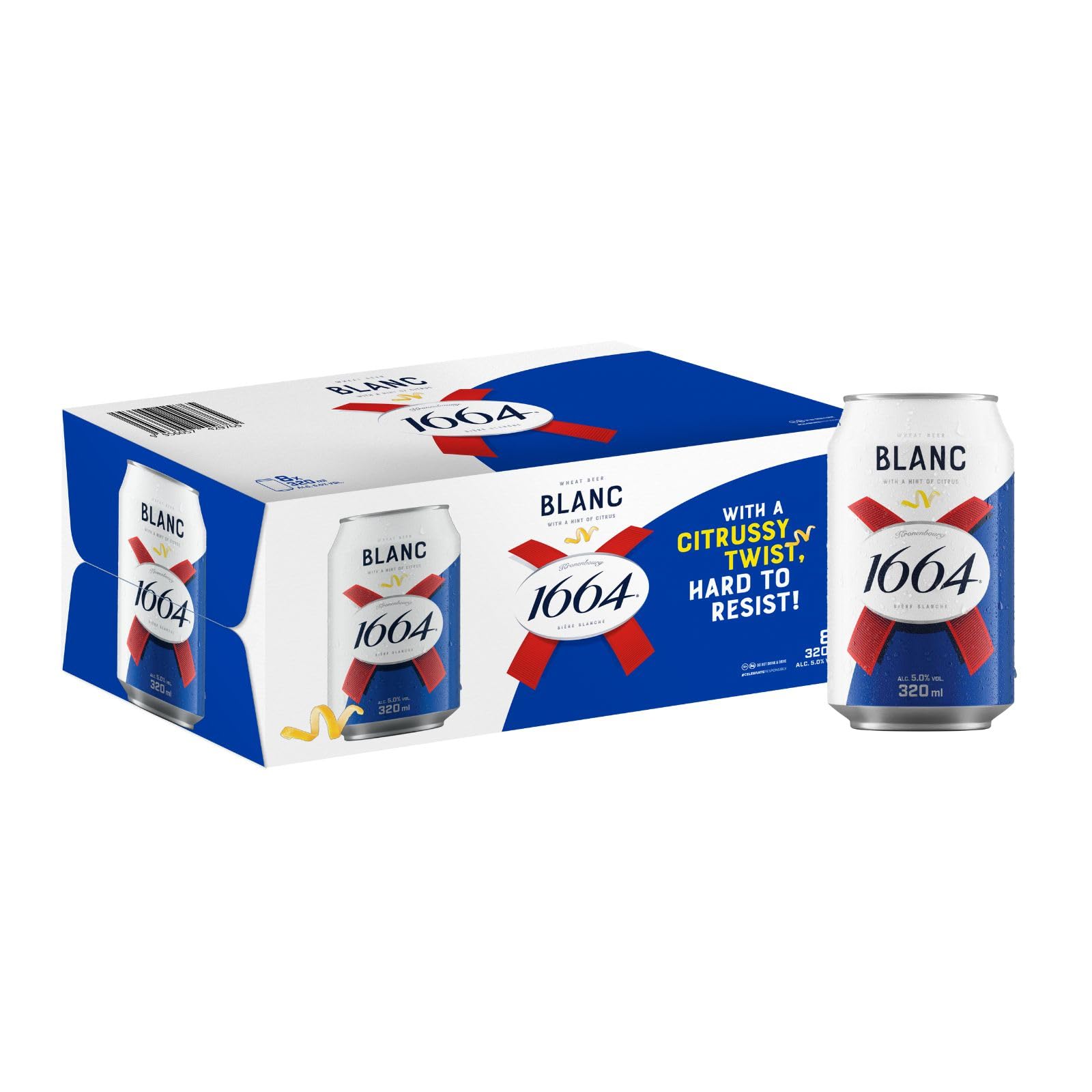 Kronenbourg 1664 Blanc Wheat Beer 320ml Can, (Pack of 8) : Amazon